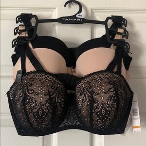 Tahari Black and Nude Lace Women's Bra